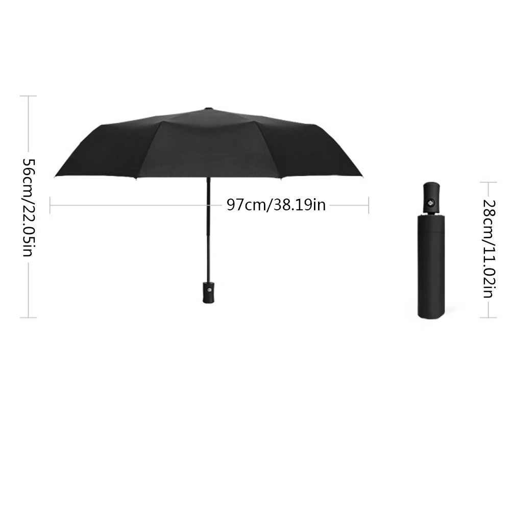 

Windproof Automatic Umbrella Travel Sunshade Umbrella Folding Sunny Rainny Umbrella Black Coating Parasol With Storage Bag