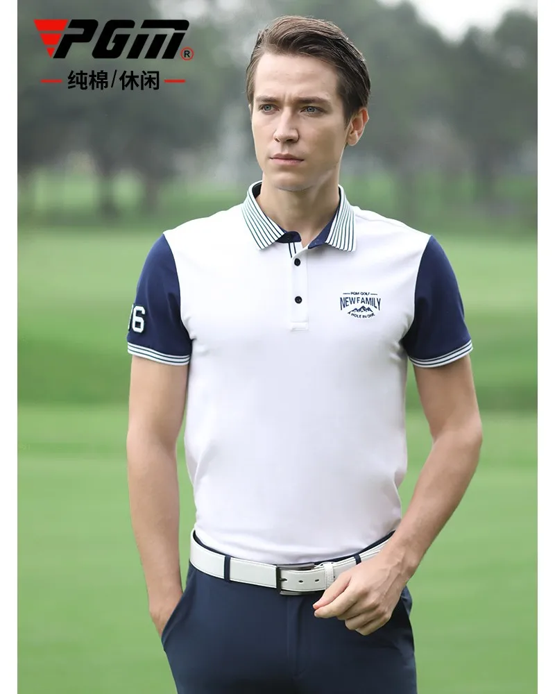Летняя Новое поступление Классическая хлопковая Мужская рубашка для гольфа PGM