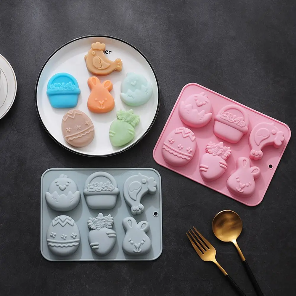 

Happy Easter Mold Cute Bunny Easter Eggs Rabbit Silicone Mould Chocolate Cake Baking Pastry Tools Ice Tray Jelly Pudding Molds
