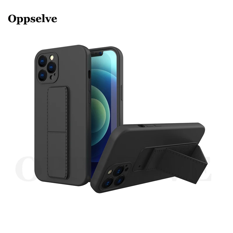 

Luxury Magnetic Wrist Strap Phone Case for iPhone 12 11 Pro Max X XS Max XR 6 6s 13 Plus SE 2 Soft Silicone Stand Holder Cover