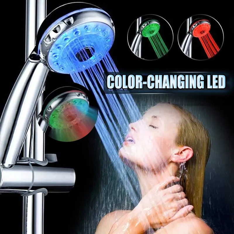 adjustable temperature shower head 3 mode 7 color led light sprinkler sensor bath sprinkler colorful flash bathroom shower head free global shipping