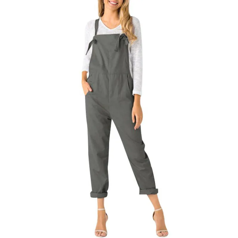 Hot selling jumpsuit women cargo pants casual solid color pocket trouser loose slim jeans vintage clothing fashion streetwear