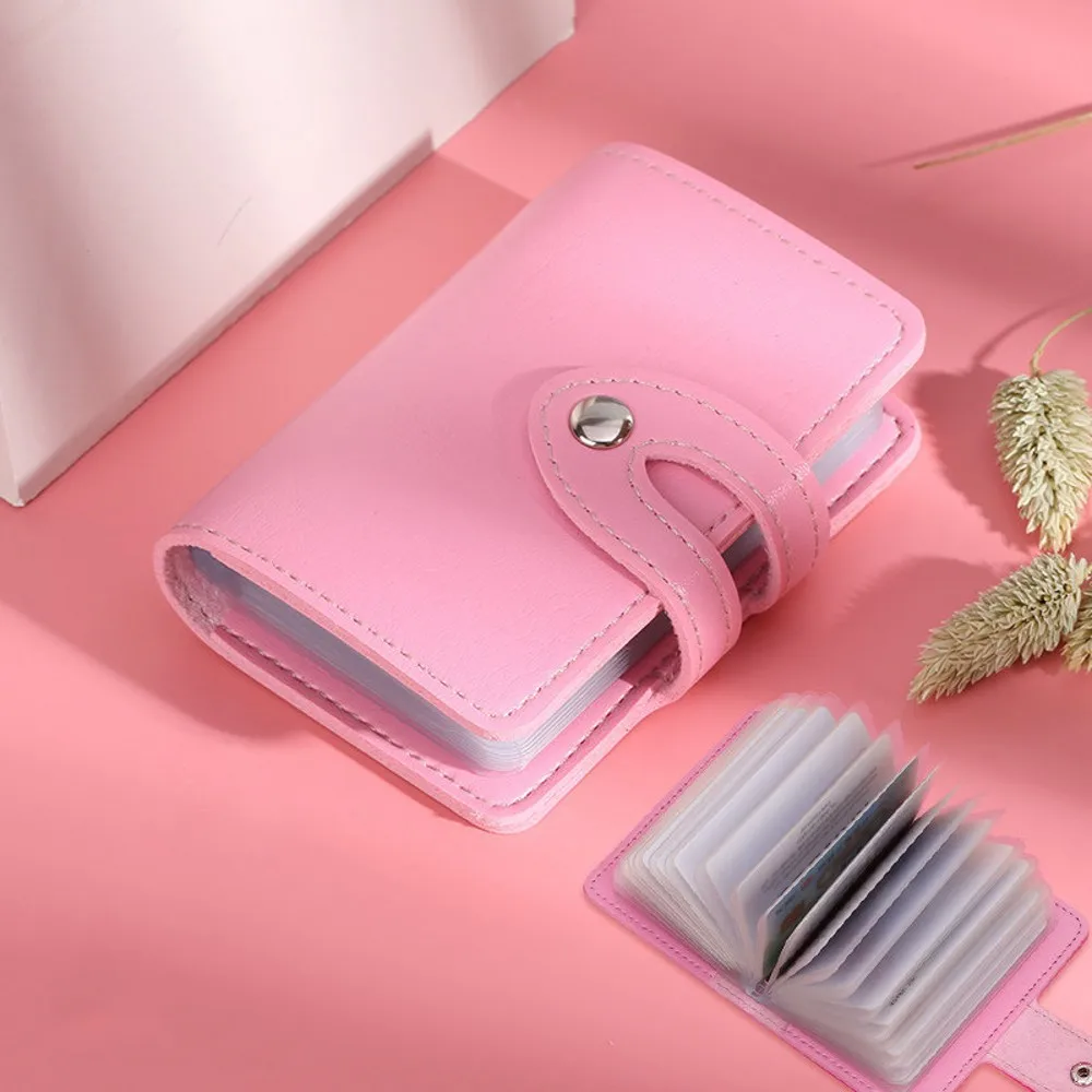 

Простой классический деловой кошелек для мужчин и женщин, маленький чехол из искусственной кожи с застежкой и 26 отделениями для удостовере...