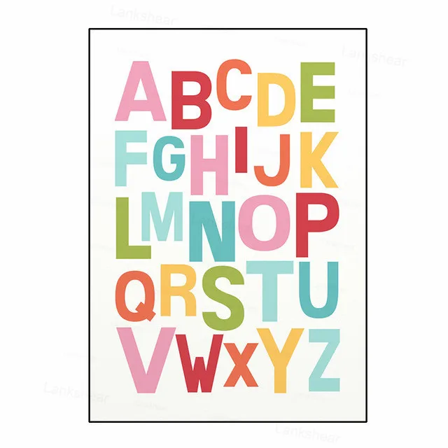 Пол нейтральный стена искусство Алфавит принт для детской постер с радугой Kawaii