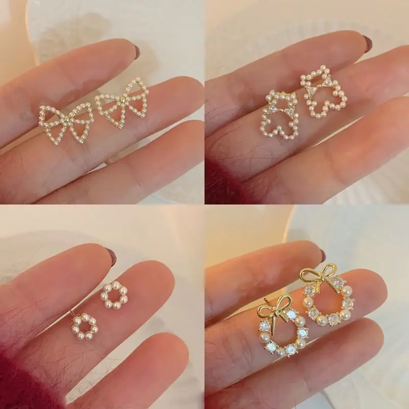 

New Pearl Cute Earrings for Women Grunge 2021 Trend Fashion Korean Style Silver Needle Butterfly Earrings for Girls Jewelry