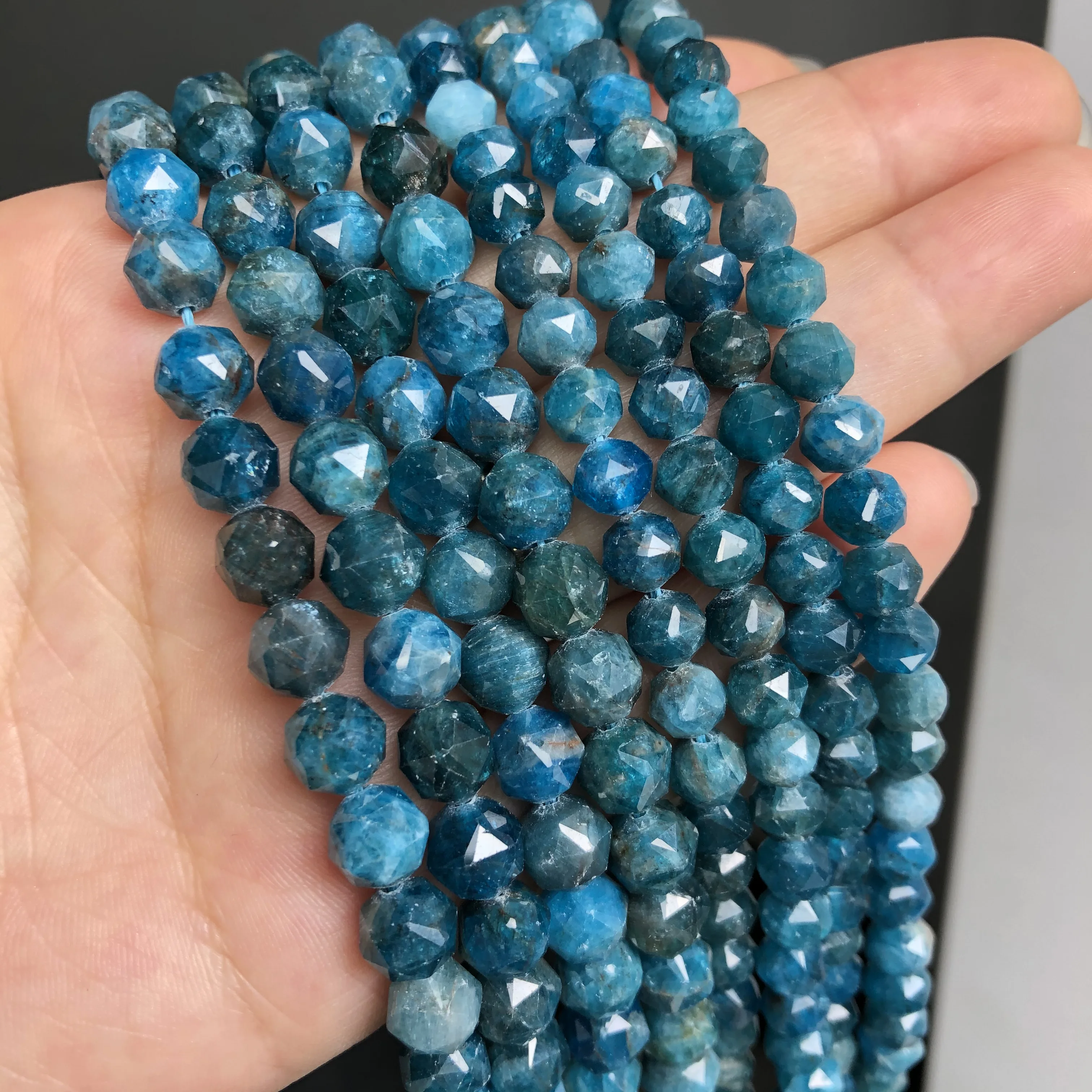 

Natural Stone Faceted Blue Apatite Beads 15"Inches 6/8mm Gem Loose Spacer Beads For Jewelry Making Diy Bracelet Accessories