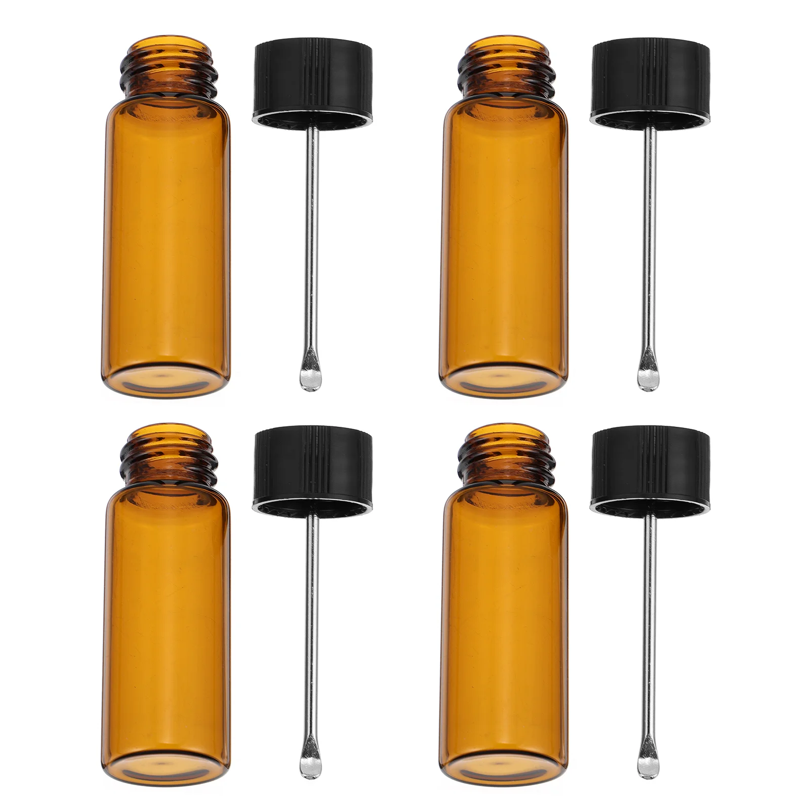 

4pcs Glass Bottle with Snuff Spoon Portable Glass Vials Multi-Use Pill Bottles