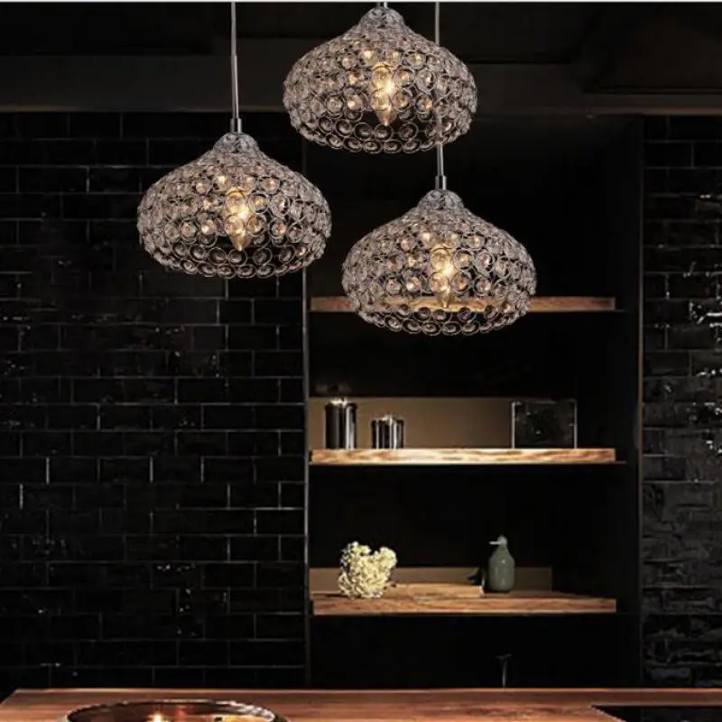 Светодиодная Подвесная лампа с железными кристаллами простой современный