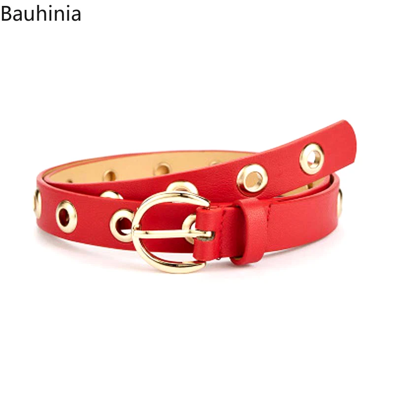 

2021 new 108cm*2.3cm Fashion Full Hole Belt Women Fashion Alloy Buckle Pin Buckle Personality Ladies Thin Belt