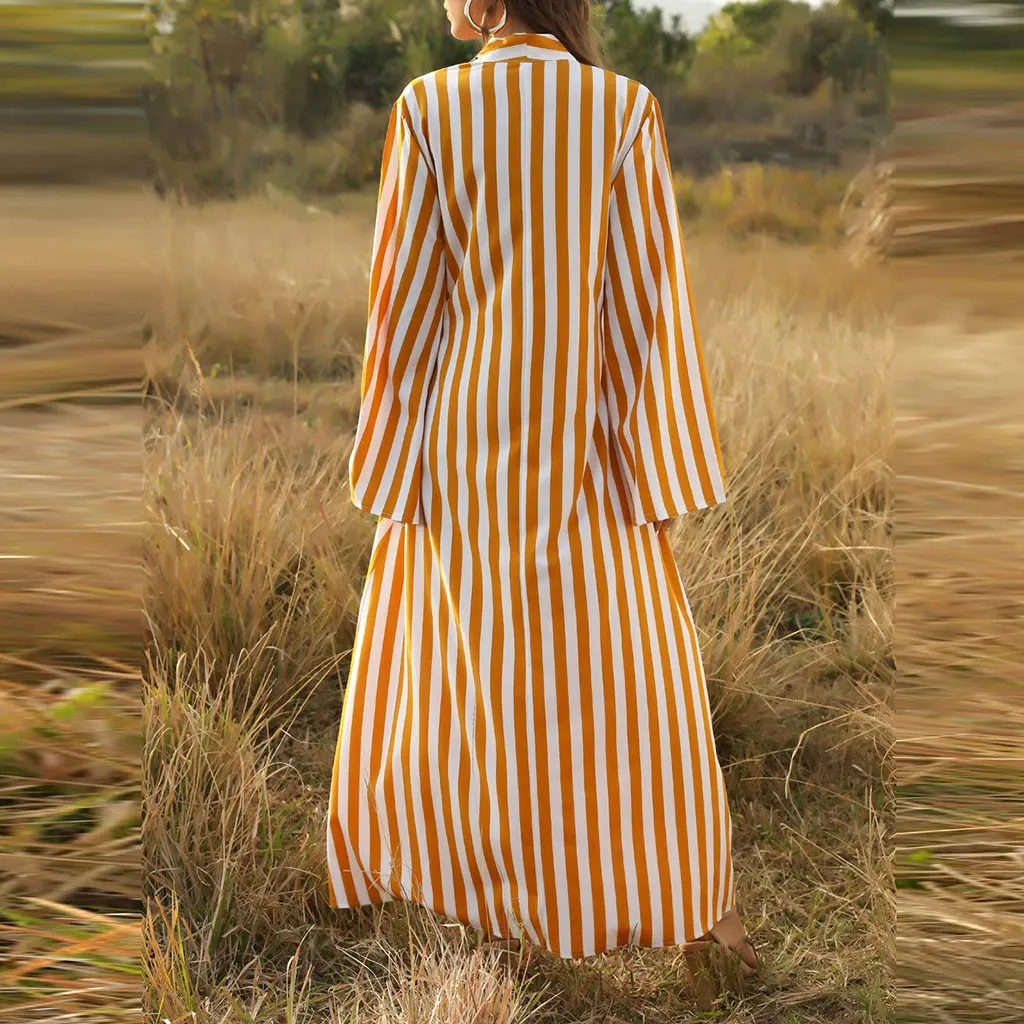 Весенне летнее Большое пляжное платье в черную полоску Свободное длинное