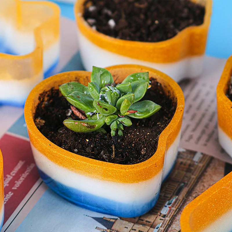 

DIY Epoxy Resin Mold Succulent Flower Pot Handmade Saucer Storage Box Molds Plaster Pottery Mould for Decoration Creative Gift