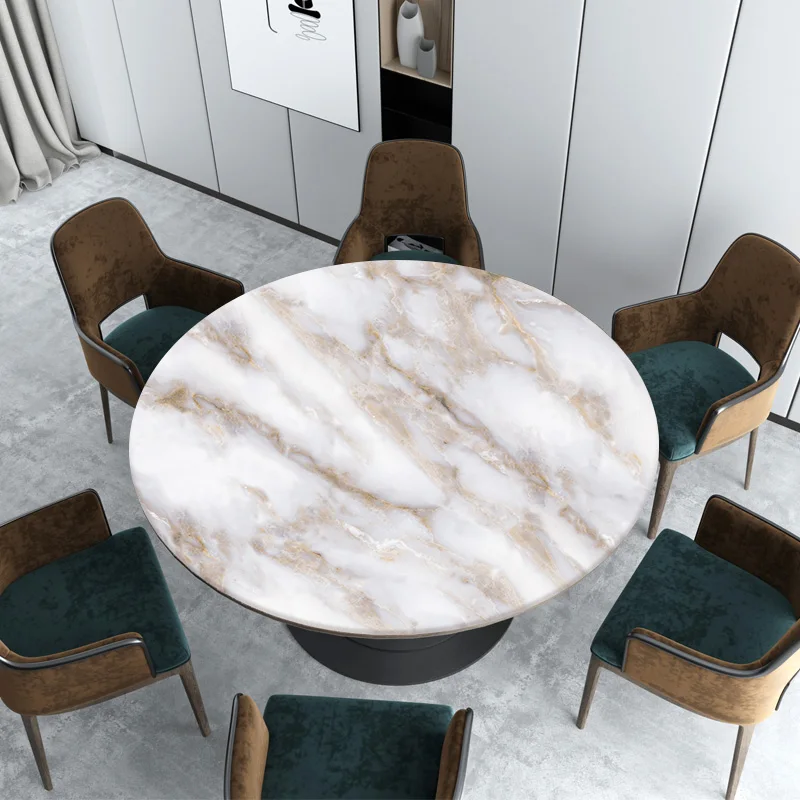 

Nordic white marble Round tablecloth pvc soft glass waterproof oil-proof table mat party wedding decoration customize tablecloth