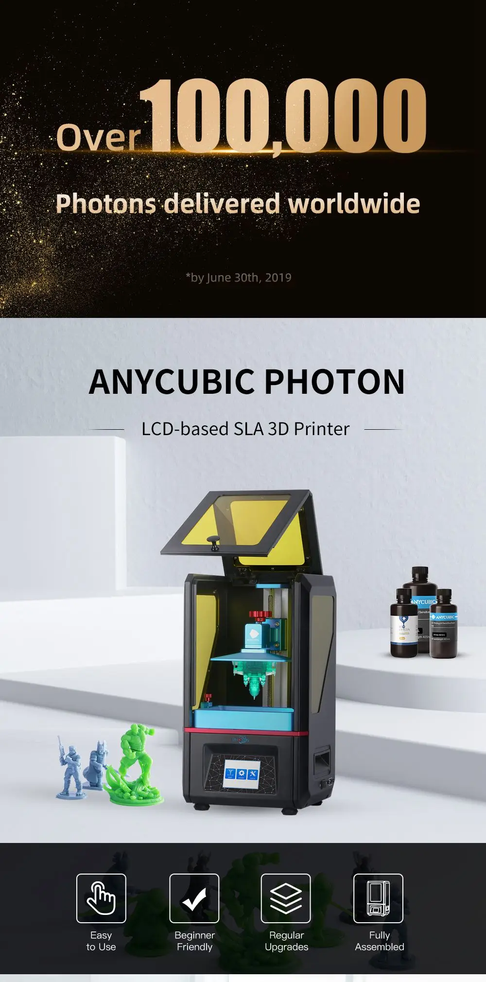 ANYCUBIC 3d принтер Фотон SLA УФ Смола свет-Cure Настольный Impresora 405nm Смола плюс размер печати 3d Drucker дешево