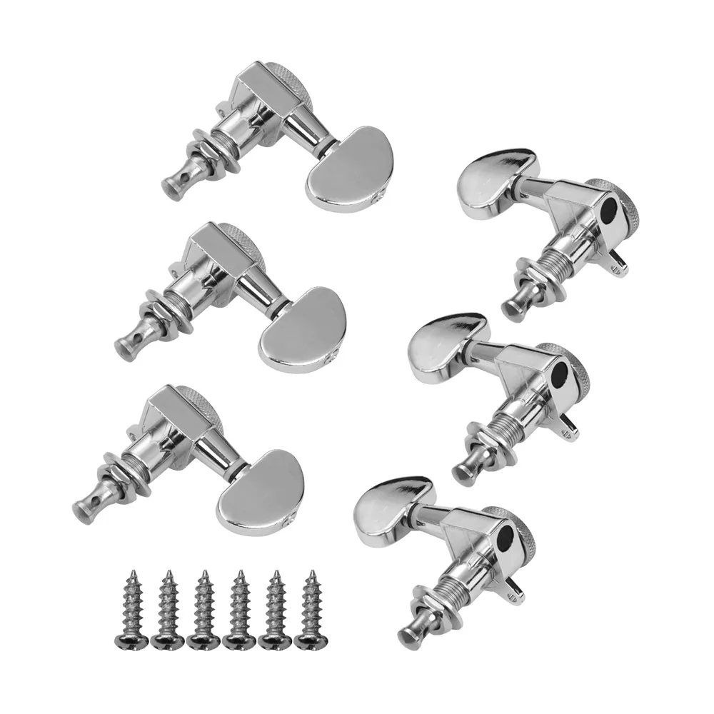 Alloy Metal Electric Guitar Machine Heads Knobs String Tuning Peg Locking Tuners Pack 6 Pcs 3L3R with Mounting Screws Ferrules | Спорт и