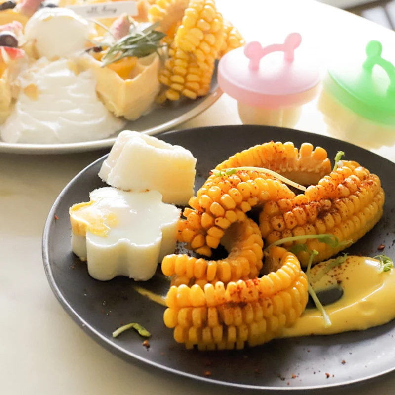 

8Pc/2Set Cute Egg Poacher Plastic Egg Mold Kitchen Egg Maker Bakeware For Kitchen Handmade With Lid Brush Pancake Home Supplies