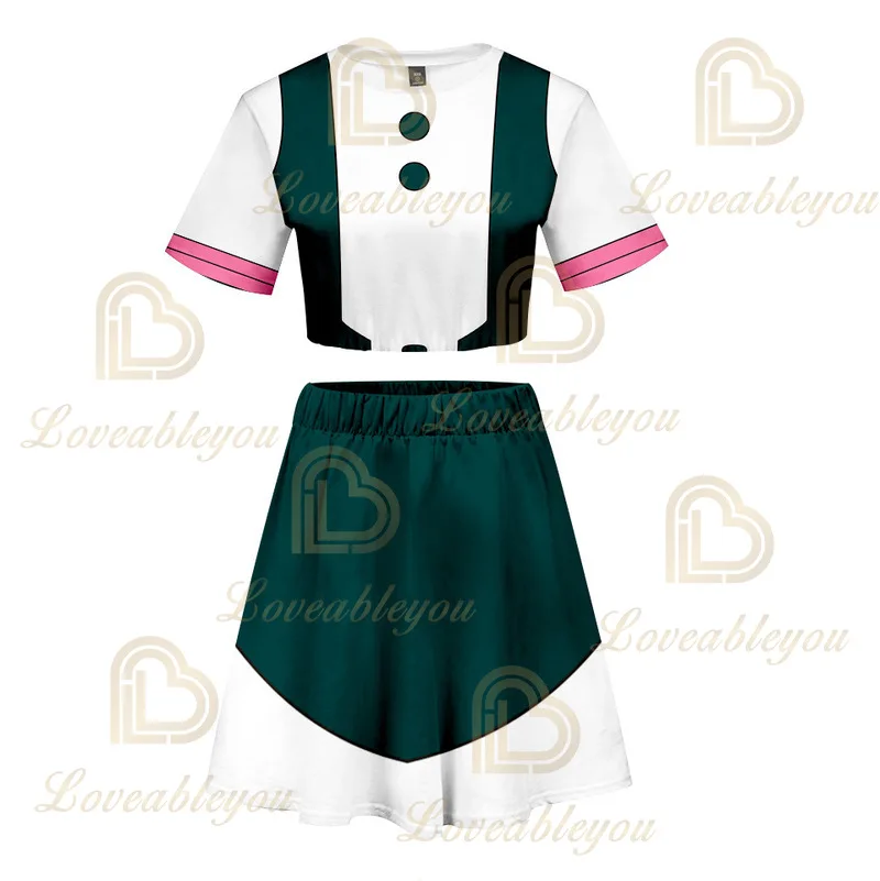 

Anime Boku No Cosplay Costume OCHACO URARAKA Todoroki Shoto Bakugou Katsuki Crop Top T Shirt Tees Outfit Girls Costume