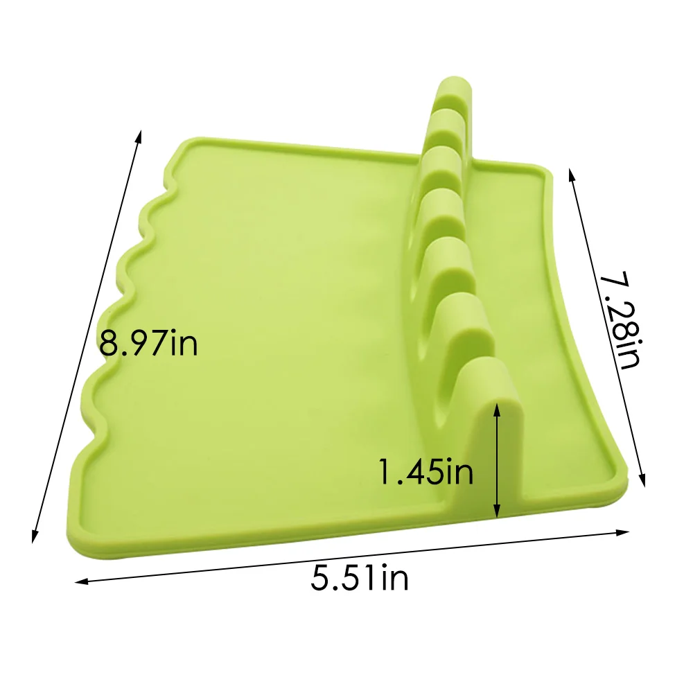 

Silicone Spoon Rest For Kitchen Counter 6 Slot Rest Holder Drip Pad Anti-slip Heat Resistant BPA-Free Grill Utensil Rest Tools