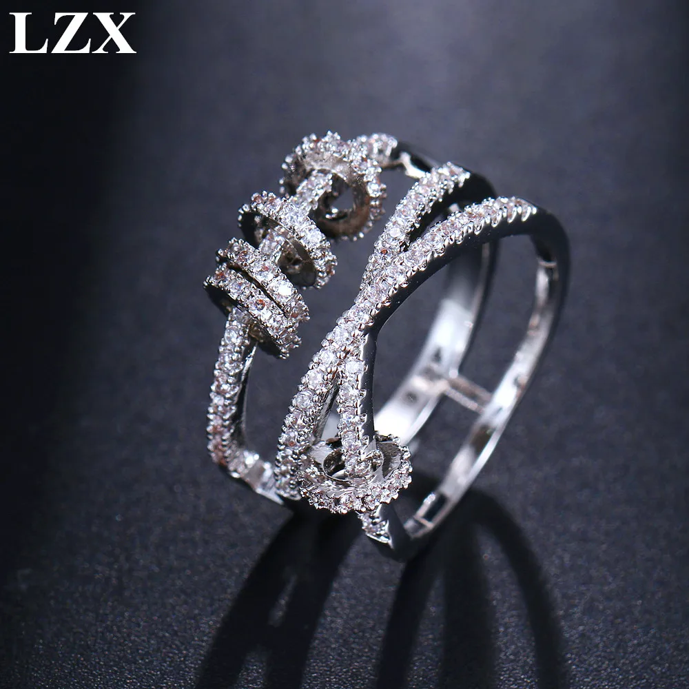 LZX новое популярное свадебное кольцо с 5 кольцами Lucky Circels белое золото