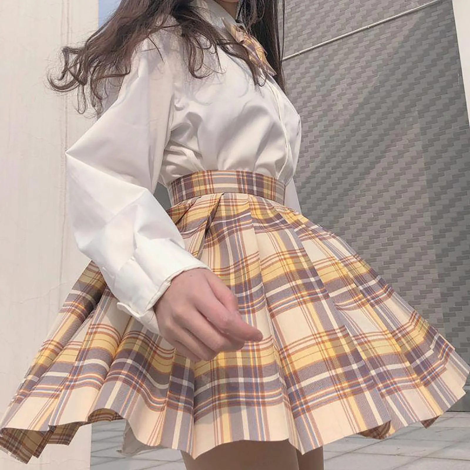 

Preppy Style Plaid Pleated Skirt Fashion Women Pleated A-Line Skirt Anti-Burnout High Waist Short Skirt юбка с высокой талией
