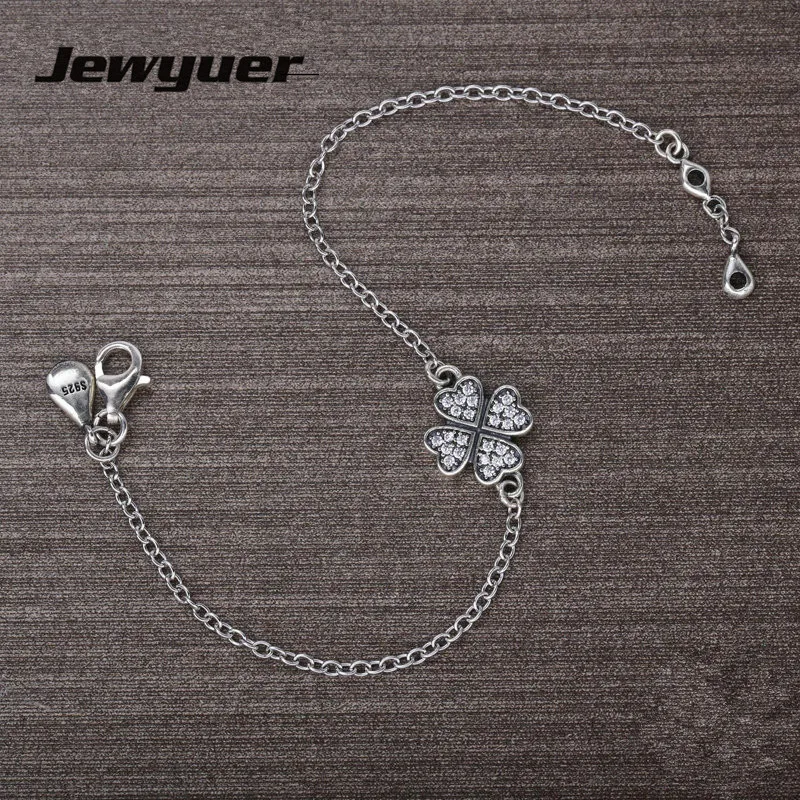 

Fine Jewelry Winter bracelets 925 Sterling Silver Clover silver bracelet fit silver charms beads diy for Christmas gift YL044