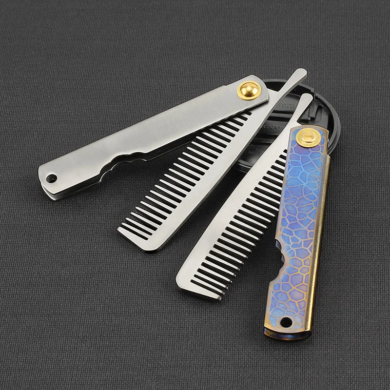 1 шт складной расчески для бороды Титан гребень из сплава не ржавеет и анти