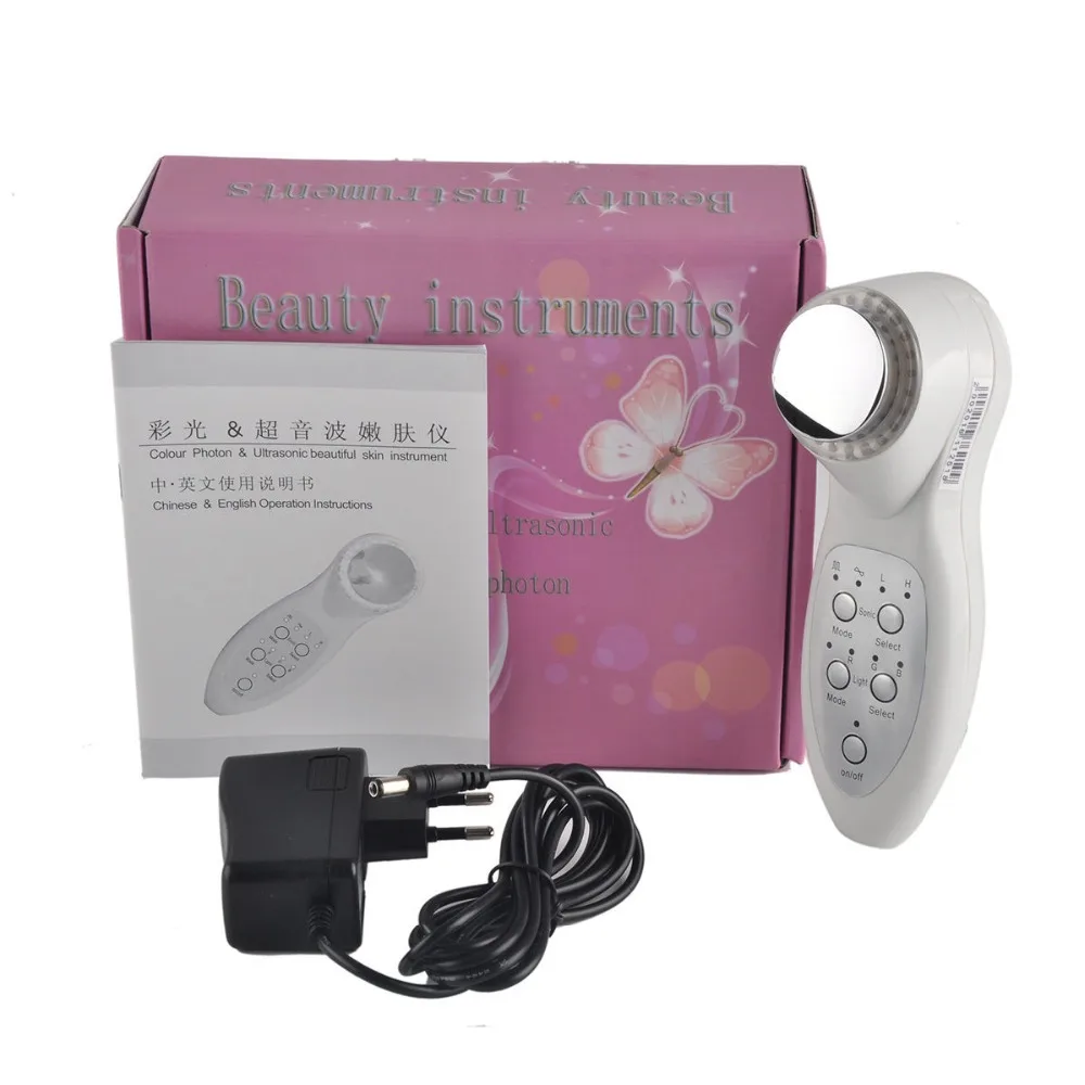 

Ultrasonic Face Massager 7 LED Lights Photon Rejuvenation Sonic Lifting Facial Lift Skin Cleaner 1Mhz Ultrasound Body Spa Beauty