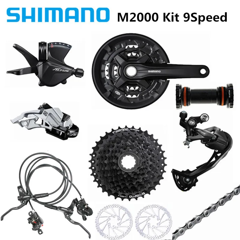 SHIMANO M2000 сменный комплект для горного велосипеда 9/27 скоростной полый сменный комплект HG53 цепь MT200 тормоз+ G3 диск