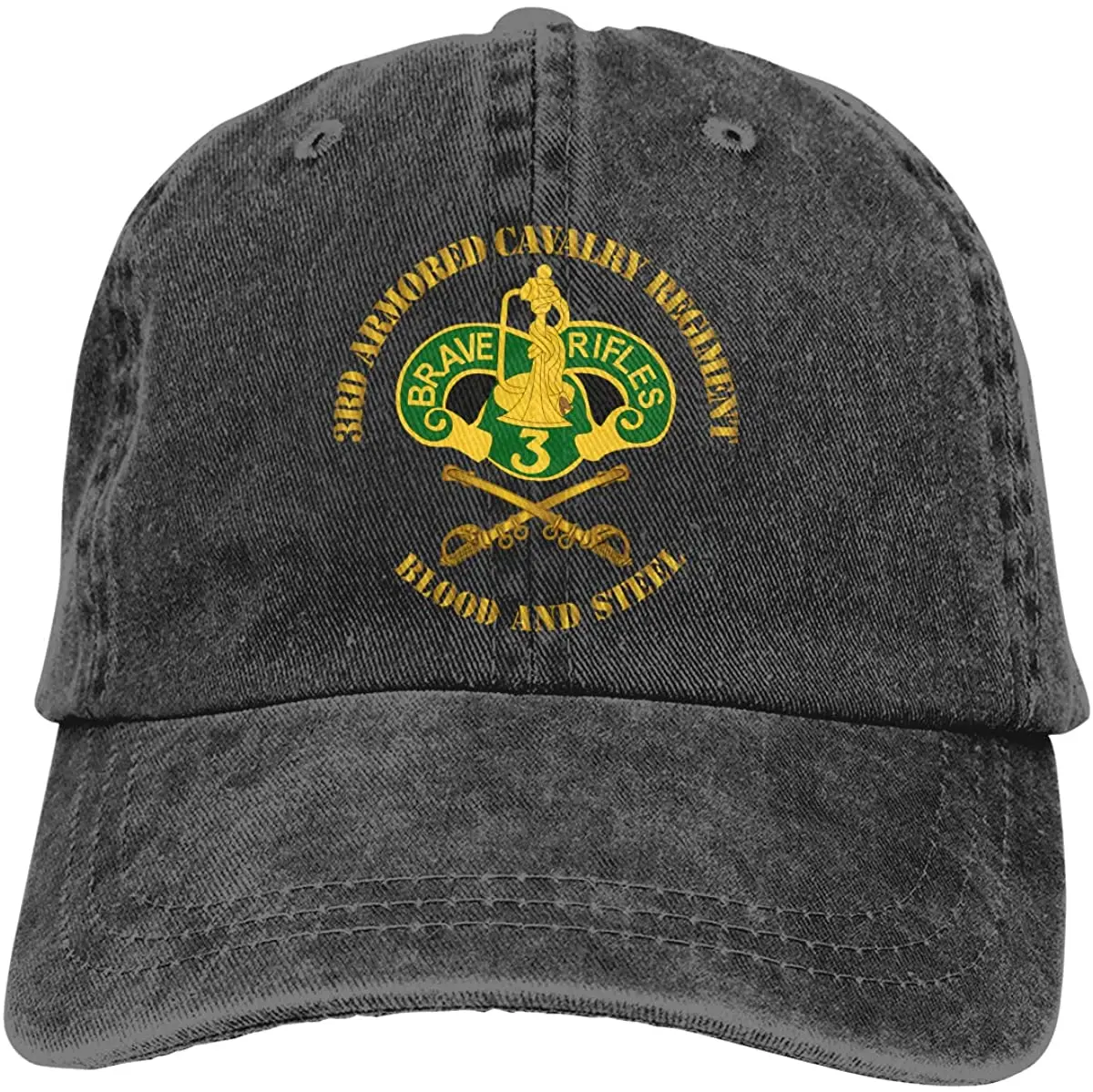 

3rd Armored Cavalry Regiment DUI Blood and Steel Adjustable Baseball Caps Denim Hats Cowboy Sport Outdoor