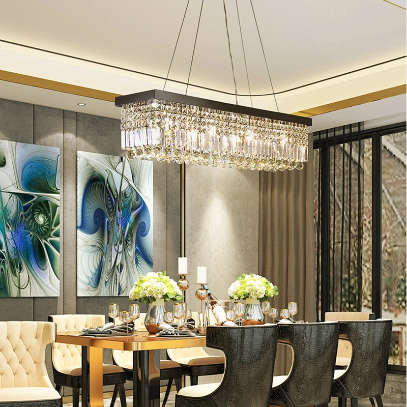 

Modern Crystal Chandelier Light Rectangular LED Crystal Light Living Room Chandeliers Bar Ceiling Pendant Lighting Fixtures