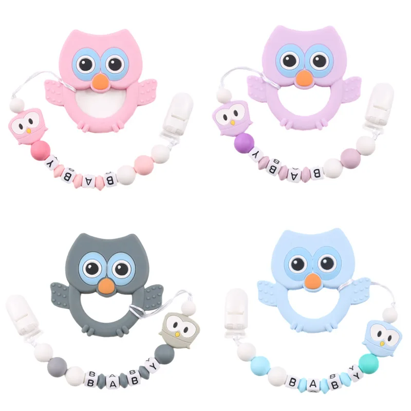 

Новая мультяшная соска Сова Зуб клей цепь набор Детские аксессуары бриллиантовые силиконовые бусины соски для детей и чехлы