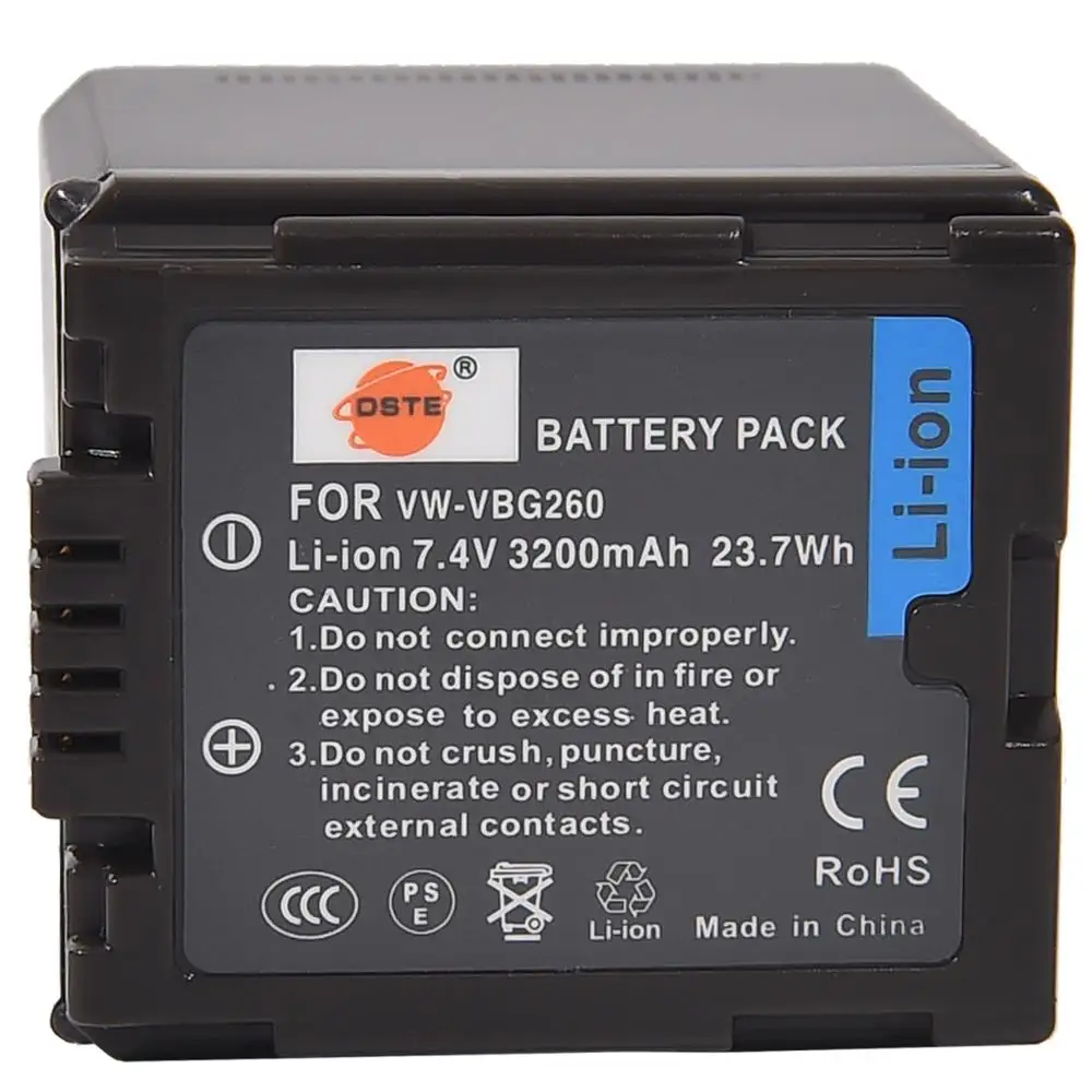 DSTE 2 шт. VW VBG260 аккумуляторная батарея + зарядное устройство для путешествий и