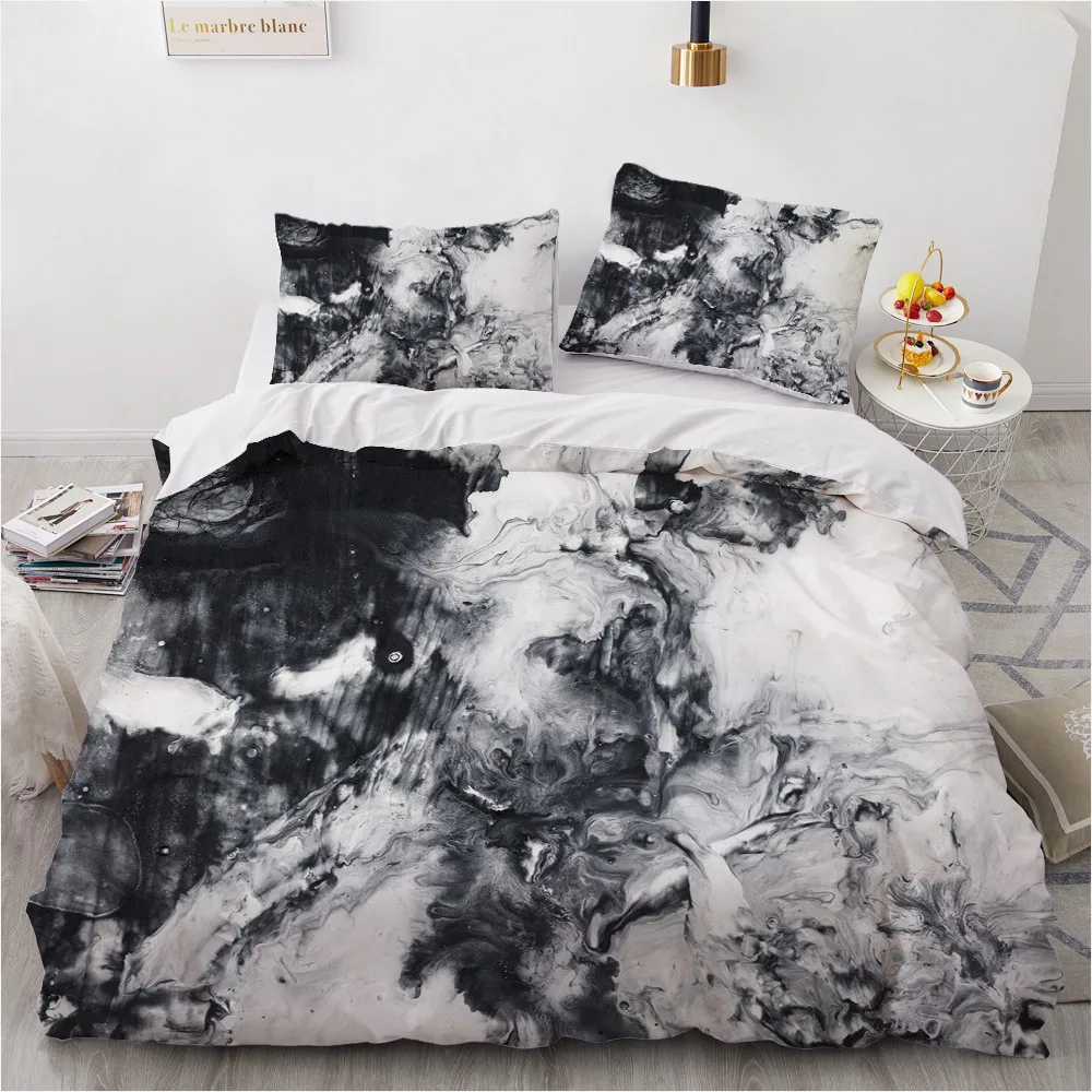 Simple Bedding Sets 3D Marbling Duvet Quilt Cover Set Comforter Bed Linen Pillowcase King Queen Full Double Home Texitle | Дом и сад