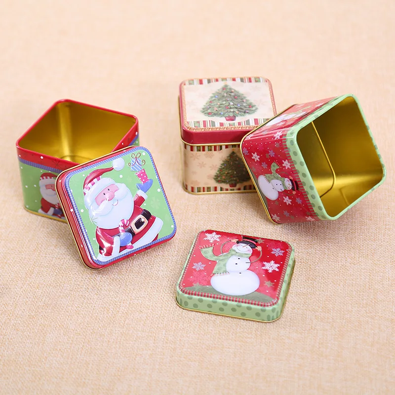 4 шт. Рождественские Мини Подарочные коробки оловянные конфеты упаковка для