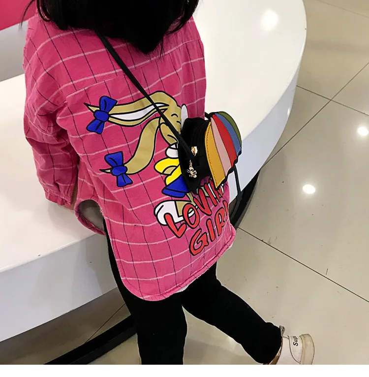 

2019 New Fashion Girls Shoulder Bags PU Casual Panelled Flap Cartoon Cute Children's Messenger Bag Small Fresh Wild Girls Bags