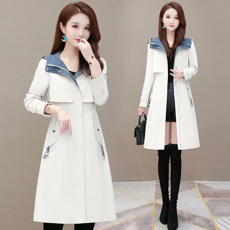 Тренчкот женский осенний средней длины модная ветровка повседневное офисное