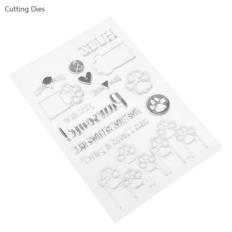 Прозрачный штамп с принтом лап мультяшного питомца для скрапбукинга фотоальбома