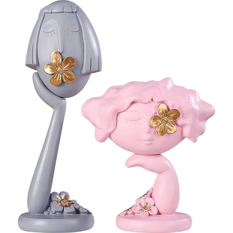

Abstract Figure Statue Resin Portraits Statuette Ornaments Girly Room Decoration Desk Decorative Crafts Sculpture Home Decor