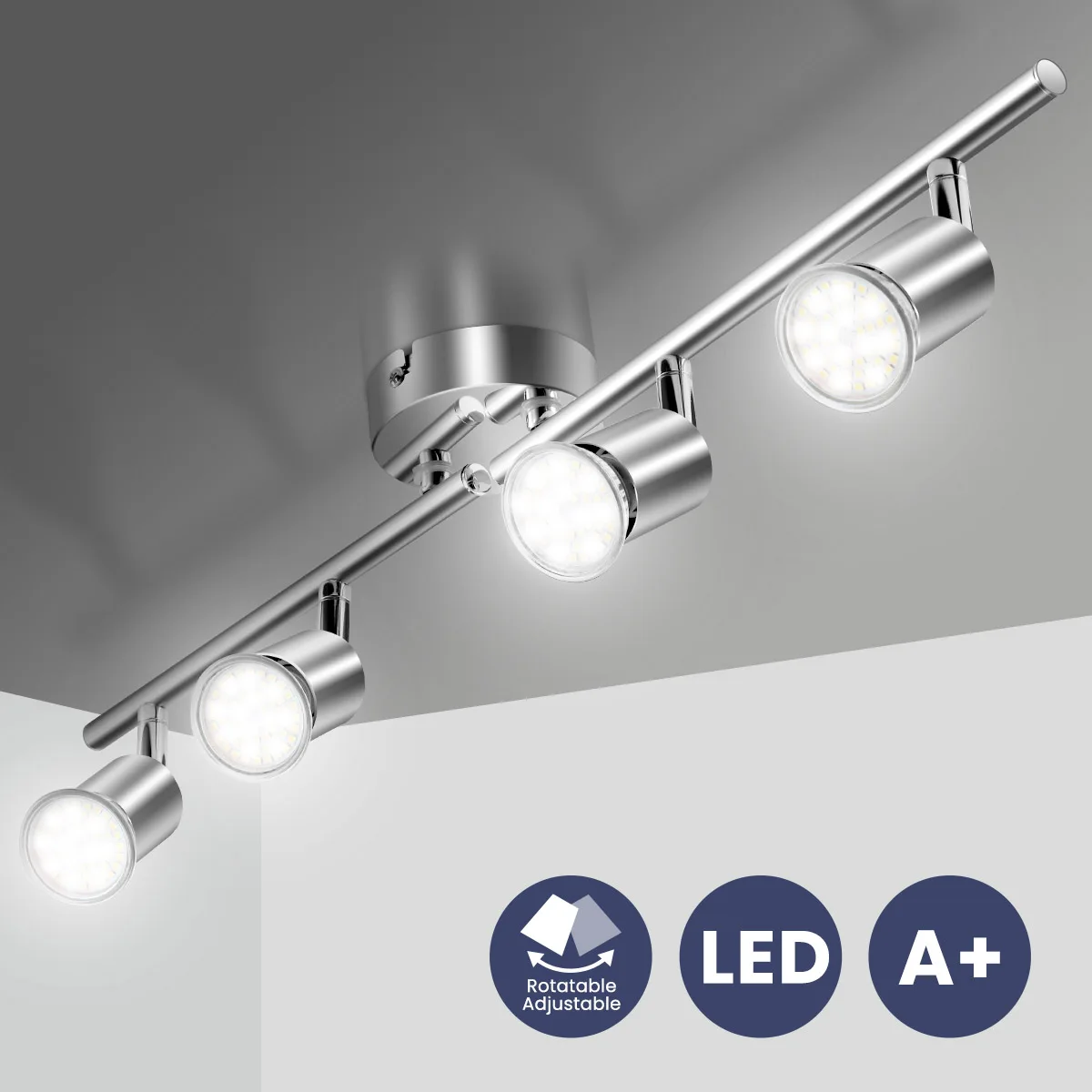New Arrival 4 Heads Ceiling Lamp Lighting Angle Adjustable Spotlights GU10 Spot Lights Bulb for Store Shop Showroom Lighting