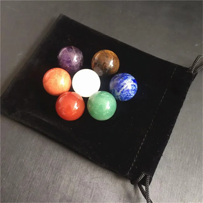 7 stücke Natürliche Stein Chakra Fiel Healing Kristall Rock Mineral Kristall Perle Dekoration Ball – Detail 3