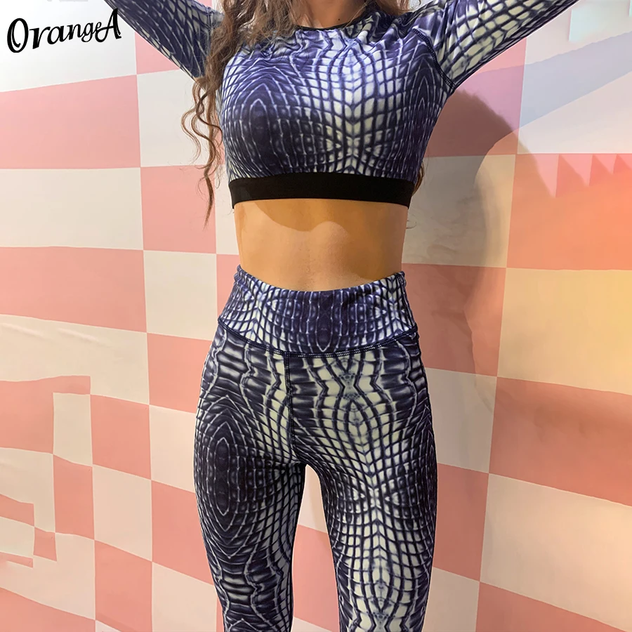 Женский спортивный костюм OrangeA из двух предметов короткий топ с длинным рукавом и