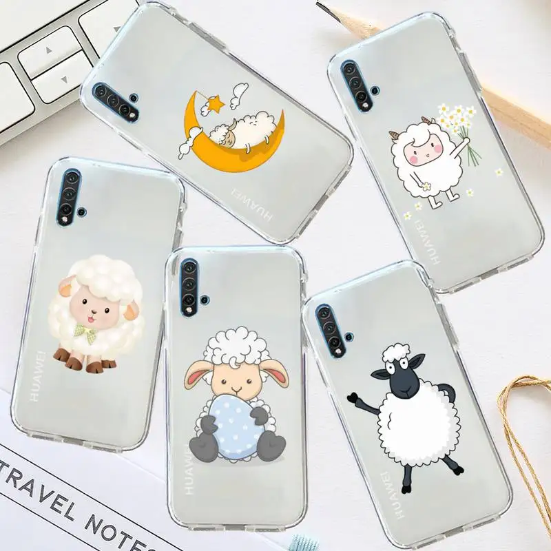 

sheep cute cartoon animal Phone Case Transparent for Huawei honor P mate 40 20 30 10 50 i 9 x mate pro lite 8a