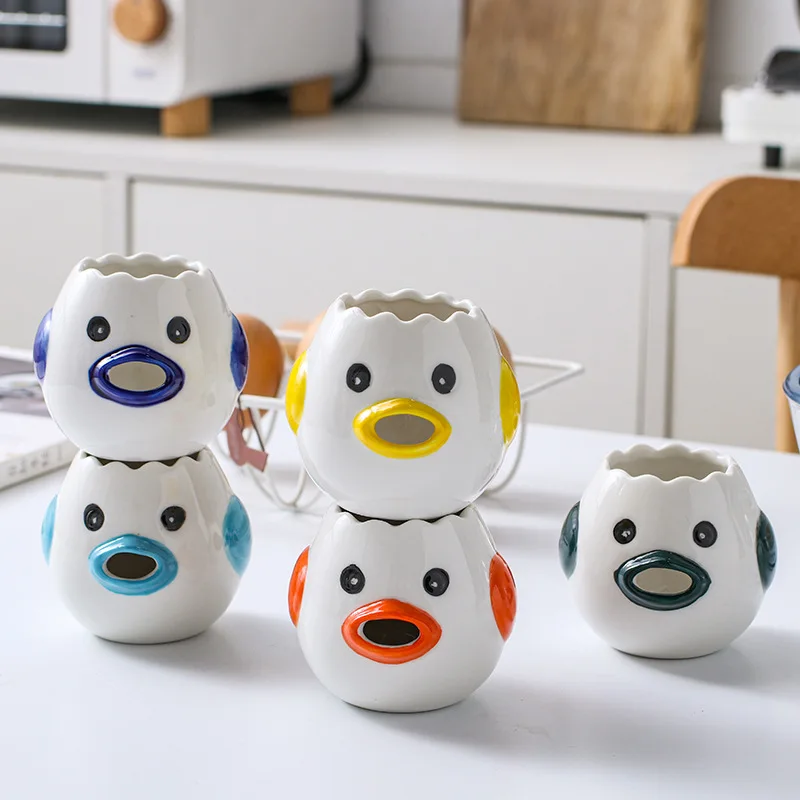 

Nordic Ceramic Egg White Separator Creative Cartoon Cute Mini Hollow Egg Yolk Filter Easy To Clean Household Kitchen Tools