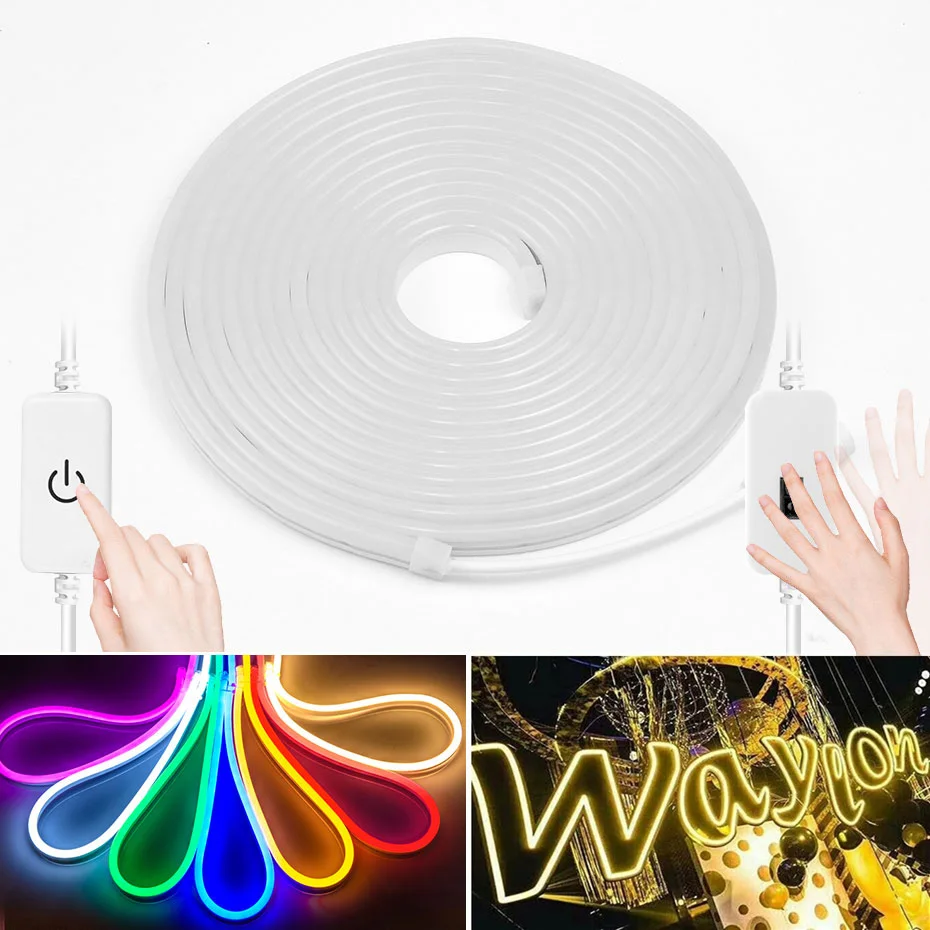 1M 2M 3M 4M 5M Cutable DIY Led Neon Light Strip 12V 2835 Waterproof 120LEDs/m Ribbon Tape Touch Dimmer / Hand Sweep Sensor | Лампы и