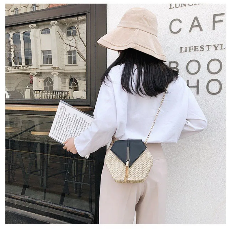 Женская Соломенная Сумка LADSOUL летняя плетеная сумка ручной работы из ротанга