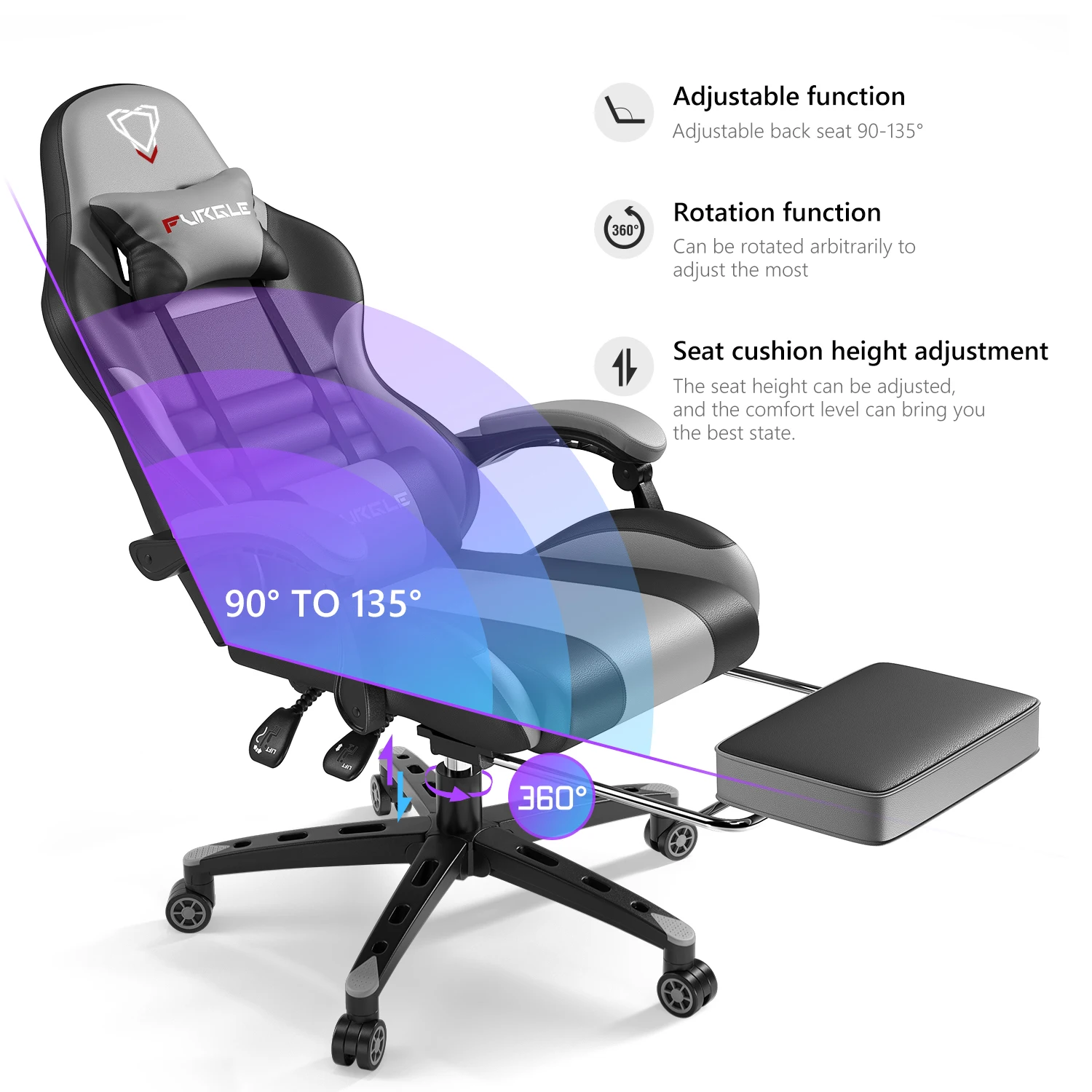 

2021. Office Chair with Footrest Gaming Chair Massager Lumbar Support Computer Chair with Rolling Swivel Leather Desk Chair
