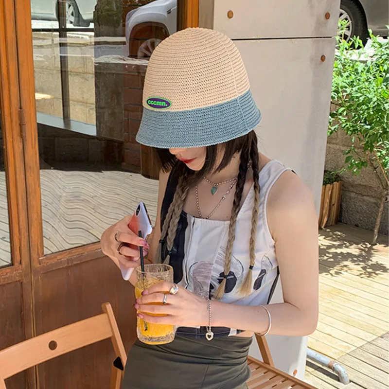 

Letter Label Colorful Bucket Hat For Women Vintage Summer Casual Cotton Panama Hat Hip Hop Fashion Sunscreen Fisherman Hat 2021
