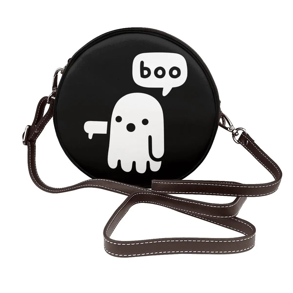 

Призрак неодобрения Хэллоуин Сумка через плечо жуткий мультфильм смешная кожаная дорожная круглая сумка для студентов