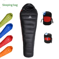 very warm white goose down filled adult mummy style sleeping bag fit for winter thermal 4 kinds of thickness camping travel