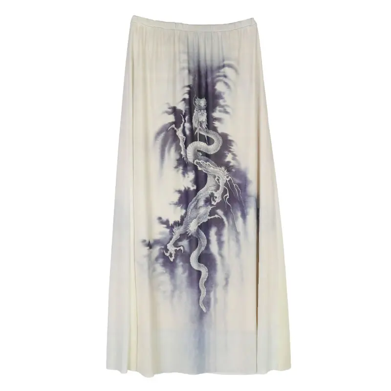 

XITAO Dragon Mesh Skirt Elastic Waist Pleated Goddess Fan Casual Style Loose 2021 Summer Loose Minority Patchwork Skirt WMD0193