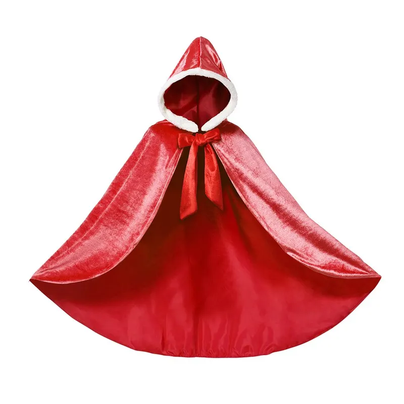 Red Cloak Платье принцессы Эльзы для девочек; накидка с бантом; велюровая кружевная накидка Белоснежки; аксессуары; Осенняя накидка Спящей красавицы Авроры, Елены, Софии - Цвет: Red Cloak